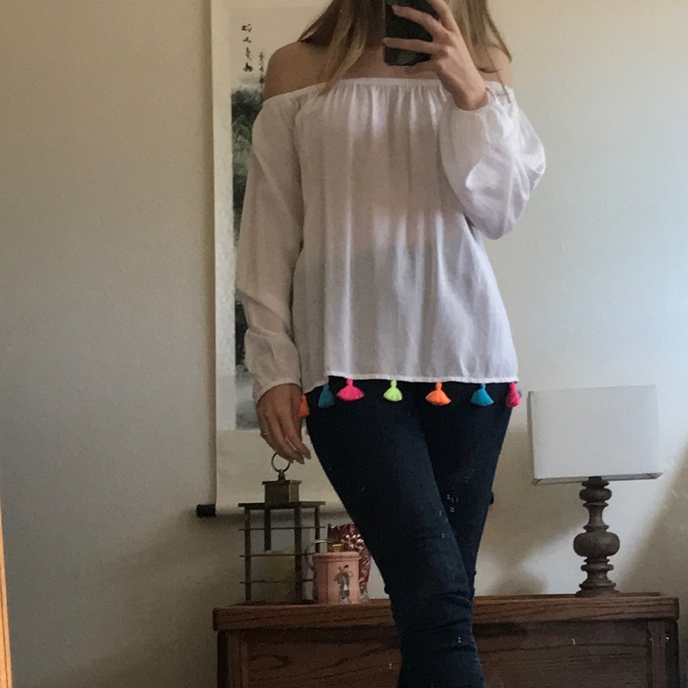 Lilly Pulitzer off shoulder tassel top